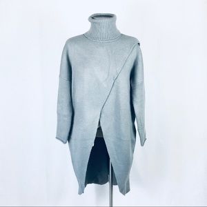 🥊Hi-lo wrap front turtle neck duster